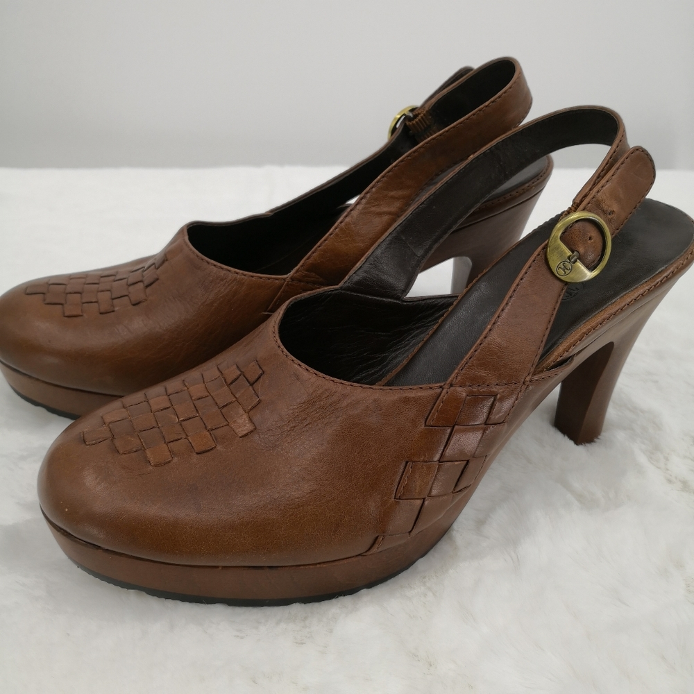 Cole Haan Women's 9B Brown Strap Platform 4" Heel